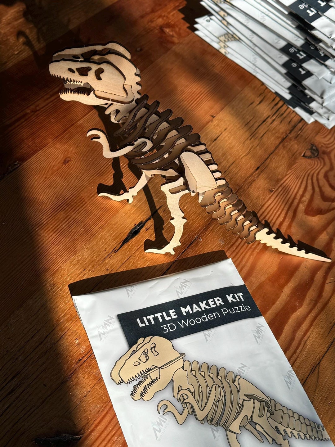 3D T-rex Puzzle | Wooden Dinosaur Model Kit - Etsy