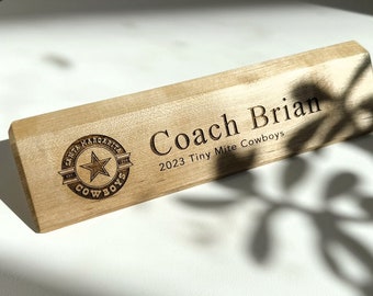 DESK NAME WEDGE | Personalized Modern Solid Wood Desk Name Plate | Free Engraving and Shipping