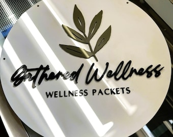 Personalized Market Booth Vendor Sign | Painted 3D Round Sign with Hanging Bracket