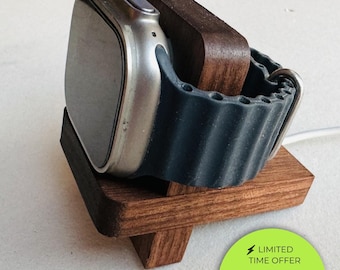 MIGHTY MAX DOCK | Minimalist Solid Wood Charging Dock for Apple Watch | Activates Nightstand Mode | Free Wireless Charger | Free Shipping