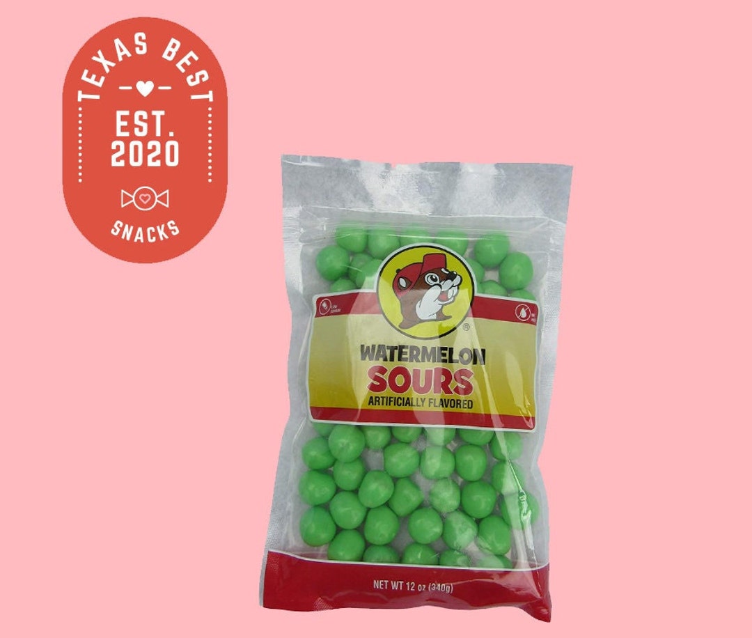 Bucee's Watermelon Sours Candy in a Resealable Bag, Fat Free, 12