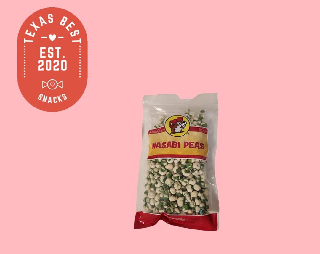 Bucee's Wasabi Peas, 8 Ounces Resealable Bag, Texas Snacks, Candy