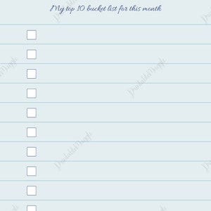 Monthly Bucket List, Top 10 Bucket List, Weekly List, Bucket List