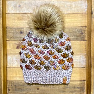 Lotus Flower Beanie | Merino Wool | Luxury Knit | Removable Pom | Women's Hand Knit Hat