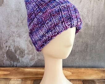 Unisex Merino Wool Hat| Fitted or Slouchy Hat | Purples