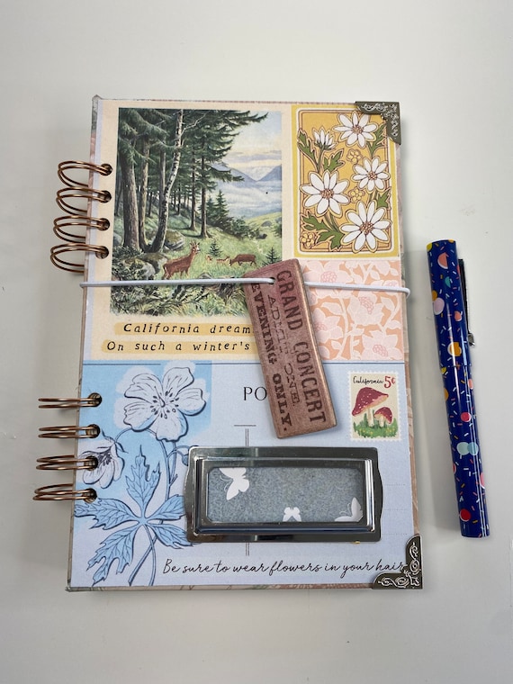 Spring Flower Bloom Journal, NoteDaisyco, Memory Keeper, Gift for Her, Gift for Him, Flower Notebook, Scrapbook, Handmade, Artbook workbook