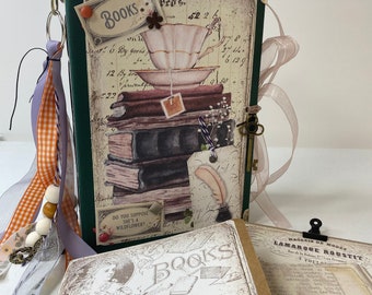 Book Junk Journal, Handmade Gift, Scrapbook Album, Notedaisyco, Handmade Writing Journal, Gift for Her, Gift for Him, flower theme journal