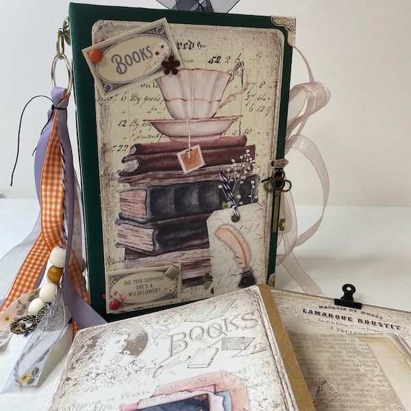 Book Junk Journal, Handmade Gift, Scrapbook Album, Notedaisyco, Handmade Writing Journal, Gift for Wife, Gift for Him, flower theme journal