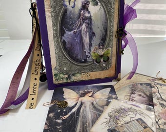 Fairy Junk Journal, Queen Fairy Nature Junk Journal, Handmade Journal, Gift for Her, Gift for Him, Scrapbook Fairy Album, Notedaisyco,