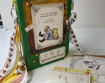 Winnie the Pooh Junk Journal, Handmade Scrapbook Journal, Little Golden Book, Gift for Her, Gift for Him, Note Daisy Co