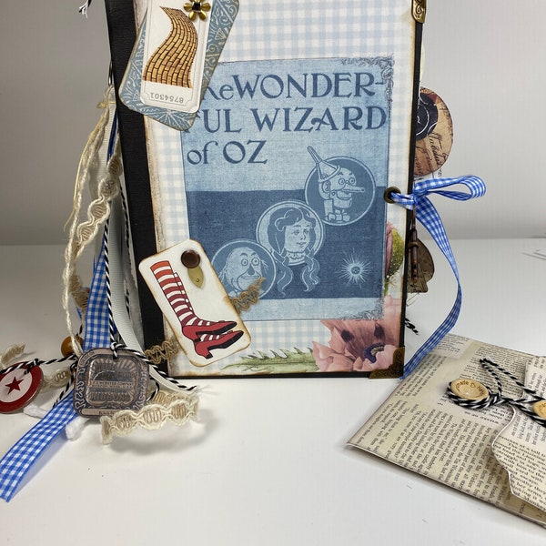 Wizard of Oz Junk Journal, Handmade Scrapbook Album, Note Daisy Co, Memory Keeper Journal, Gift for Her, Gift for Him, Dorothy and Friends