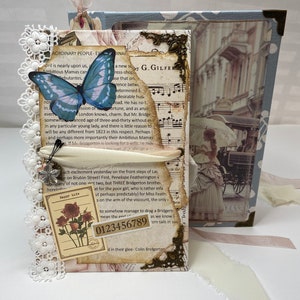 Regency Romance Junk Journal, Bridgerton inspired, Handmade Journal, Fabric hardcover Journal, Lady Whistledown, Gift for Her/Him