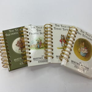 Peter Rabbit Notebooks, Storybook, mini Journal, Beatrix Potter, The Tale of Jeremy Fisher, The Tale of Tom Kitten, Spiral Notebook