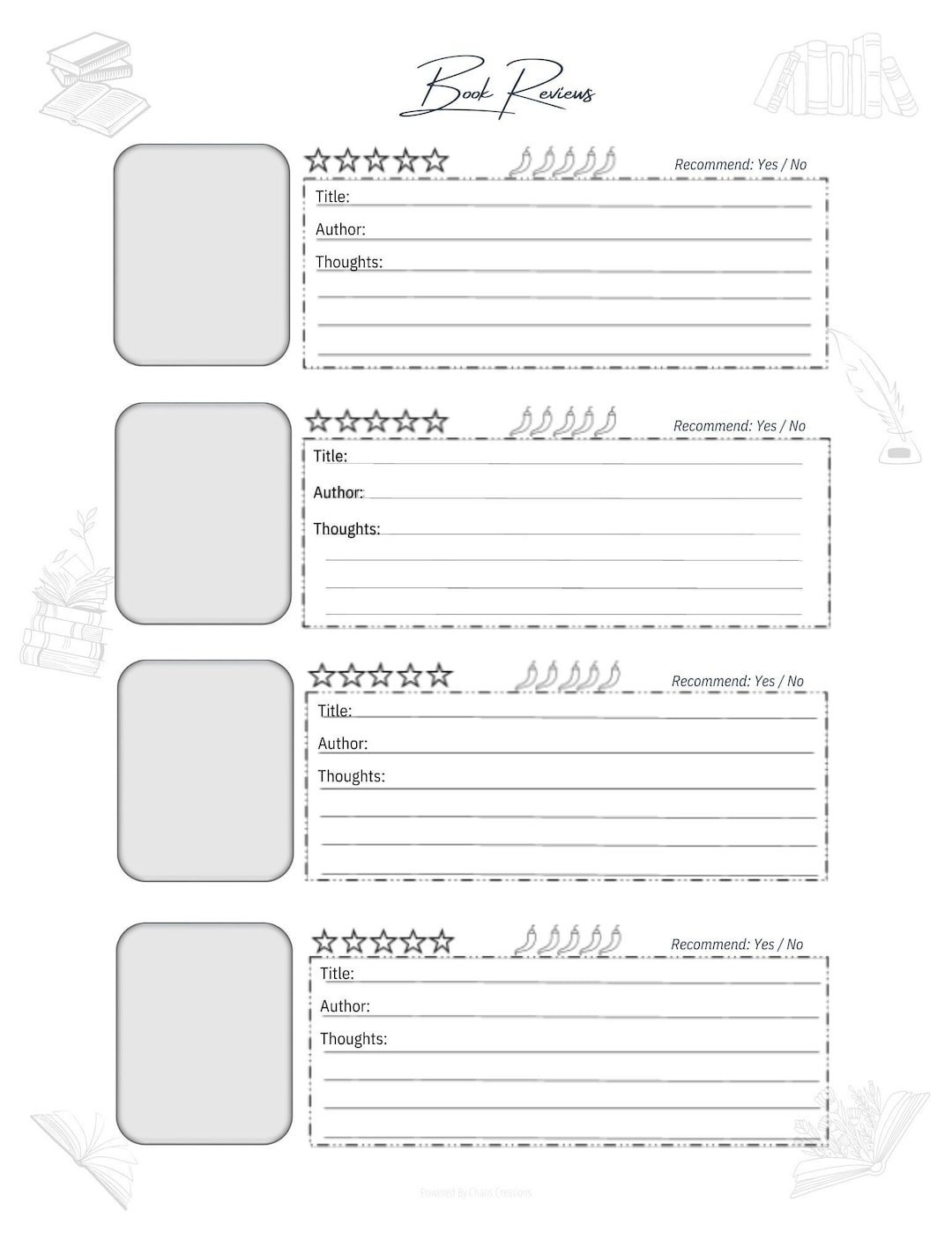 digital-download-book-review-spice-rating-instant-download-printable