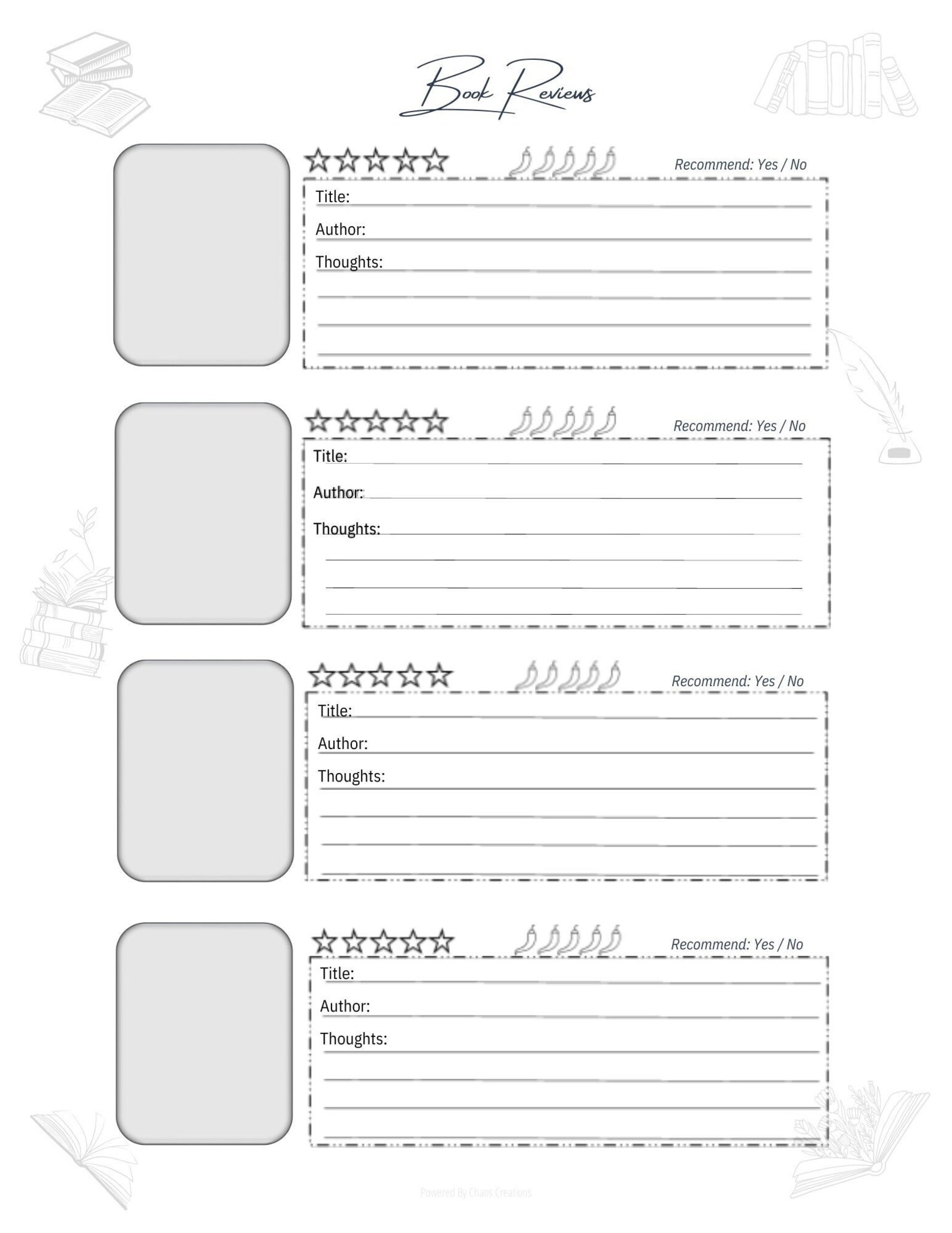 Digital Download Book Review, Spice Rating, Instant Download, Printable ...