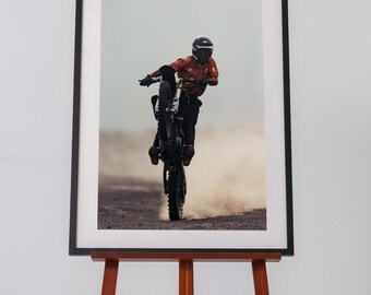 Motocross Sand Dune Print: Coastal Biker Art