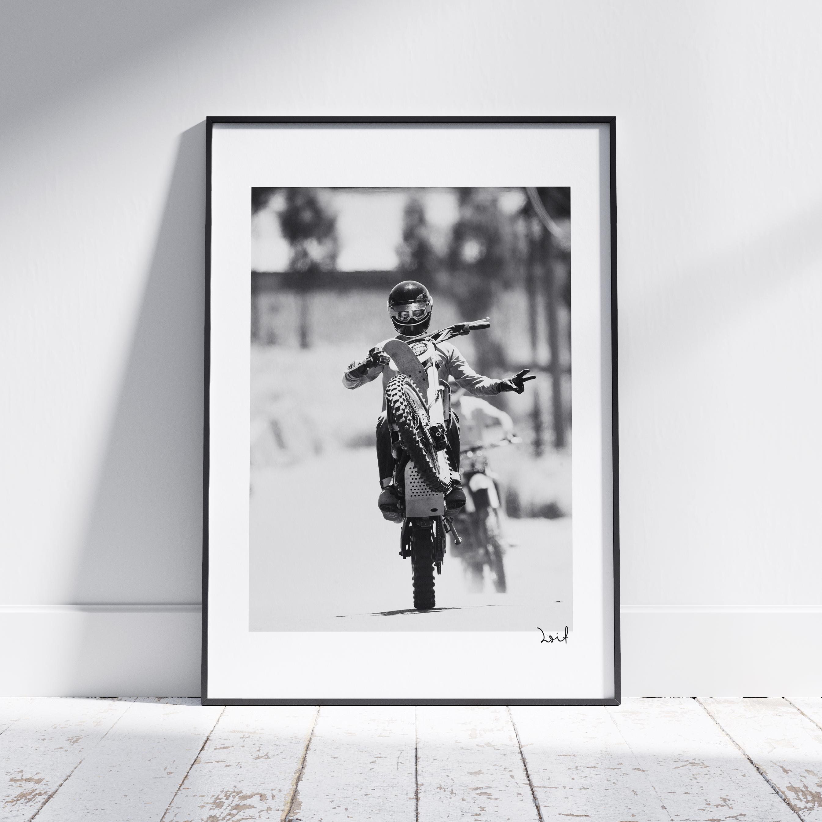 Framed Motocross Art Print: Minimalist Dirt Bike Poster