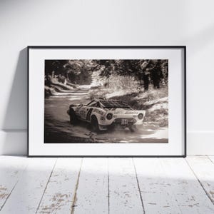 Lancia Rally Car Wall Art – Classic Motorsport Print, Framed Vintage Racing Poster, WRC Decor, Gift for Rally Fans & Car Enthusiasts