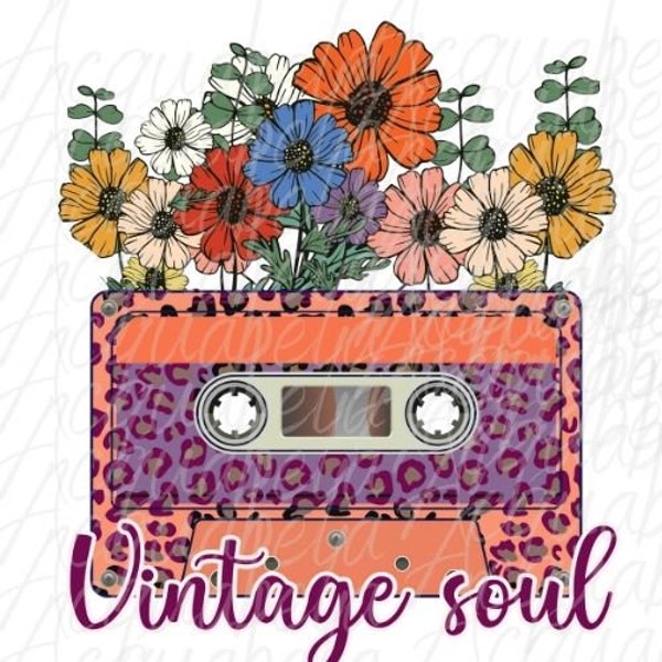 Vintage Flower Retro Cassette PNG - Perfect Soulmate Gift with Retro Vibes