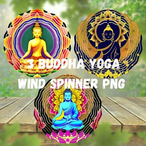 3 Bundle Buddha Yoga Wind Spinner Art / Wind Spinner PNG Sublimation Design Digital Download/Lotus Blooms of Meditation