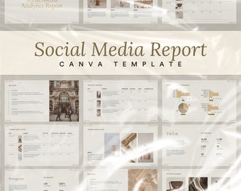 Social Media Analytics Report Template | Canva Template | Social Media Insights Report | Social Media Monthly Analytics | Instagram Metrics