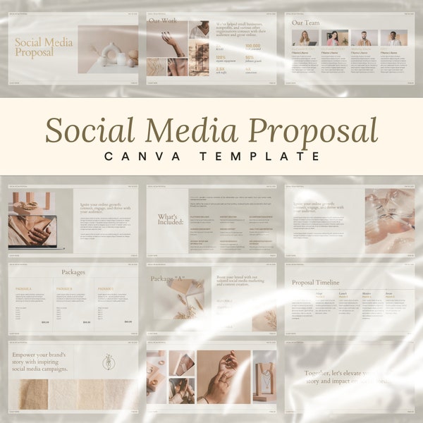 Social Media Client Proposal Template | Canva Template | Business Proposal | Social Media Managers | Virtual Assistant | Freelancer Kit