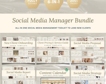 Social Media Manager Toolkit Bundle | Social Media Strategy | New Client Onboarding | Client Proposal | Content Calendar | Content Strategy