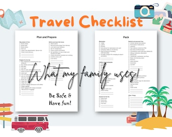 Reisecheckliste für das Planen einer Reise und das Packen des Gepäcks. Hilfreich für internationale Reisen mit der Familie. PDF- und MS Word-Format.