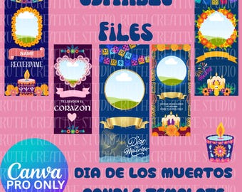 Dia De Los Muertos Candle Wrap Template: Sugar Skulls, Marigolds (JPG/PNG Digital Download)