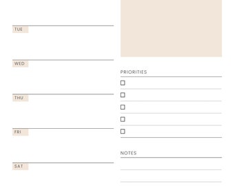 Planificador semanal de tareas pendientes, Descarga instantánea, Planificador minimalista, Planificador imprimible, Horario diario