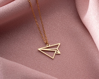 Paper Aeroplane Necklace, Long Distance Gift, Dream Big Necklace