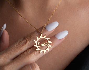 Personalised Sun Necklace, Custom Name Necklace, You Are My Sunshine Gift