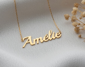 French Name Necklace, Sterling Silver Necklace in French