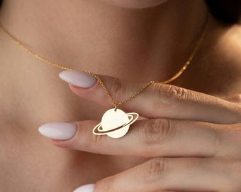 Saturn Necklace, Planet Necklace, Space Lover Gift