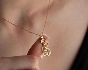 Origami Cat Necklace, Cat Lover Gift, Kitten Pendant