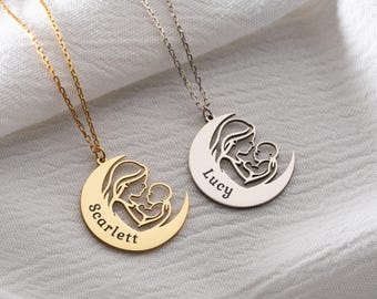Personalised Mother and Baby Necklace, New Mum Gift, Push Present