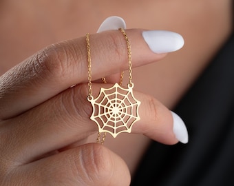 Spider Web Necklace, Halloween Jewellery, Gothic Pendant