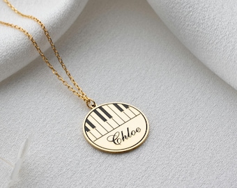 Personalised Piano Necklace, Pianist Gift, Music Teacher Gift