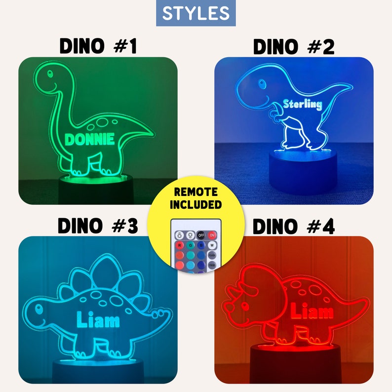 Personalized Dinosaur Night Light Custom Acrylic Kids Night Etsy