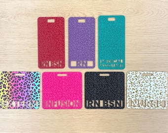 Custom Leopard Badge Buddy, RN Badge Buddy, Nurse Badge Holder, Medical Badge Holder, Radiology Marker Parker, Healthcare Worker Badge Tag