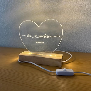 Personalized Heart Couple Name Light, Custom Wedding Night Light, Anniversary Gift, Bedroom Lamp,Home Decor, Christmas Gift, Couples Gift