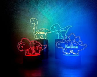 Custom dinosaur night light, personalized acrylic kids night light, kids bedroom decor, led personalized night light, personalized kid gift