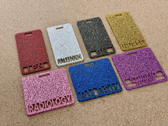 Custom Glitter Badge Buddy: Acrylic Nurse Badge Holder