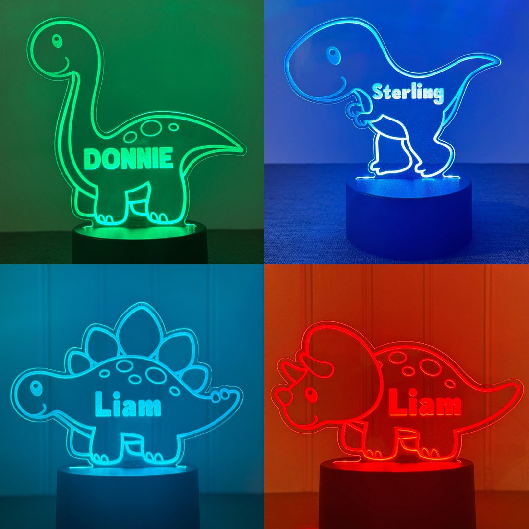 Personalized Dinosaur Night Light, Custom Acrylic Kids Night Light, Kids Bedroom Decor, Led