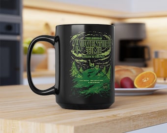 Adventure Time Black Coffee Mug: Cartoon Lover Gift