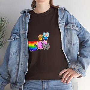 Adventure Time Nyan Cat T-Shirt: Pixel Art Gamer Tee image 1