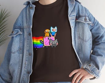 Adventure Time Nyan Cat T-shirt: Pixel Art Gamer Tee - Etsy