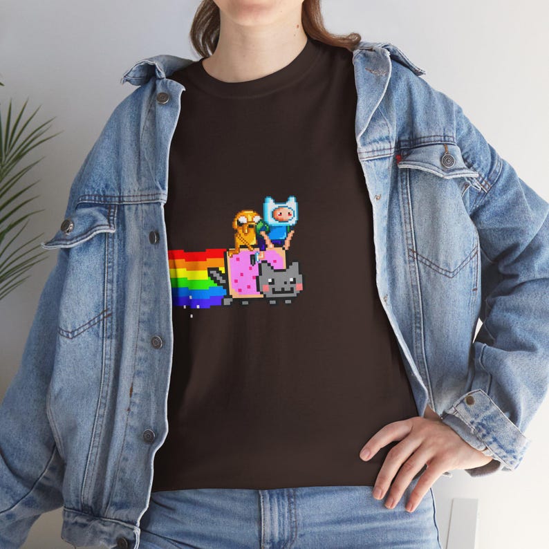 Adventure Time Nyan Cat T-Shirt: Pixel Art Gamer Tee image 1
