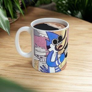 Regular Show mug mordecai and rigby funny mug, best friends gift, cartoon, coffee bean ep/coffee, tea, hot chocolate, cartoon network gift