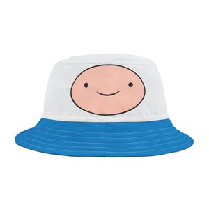 Adventure Time Finn the Human Bucket Hat (AOP) Unique Cartoon Network Gift, Custom Cute Summer Cap for Animation Fans, Casual Collector's